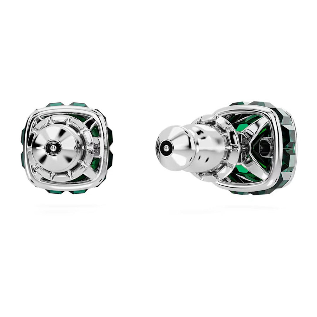 Birthstone Rhodium Plated Green Square Cut May Stud Earrings 5660801Swarovski5660801