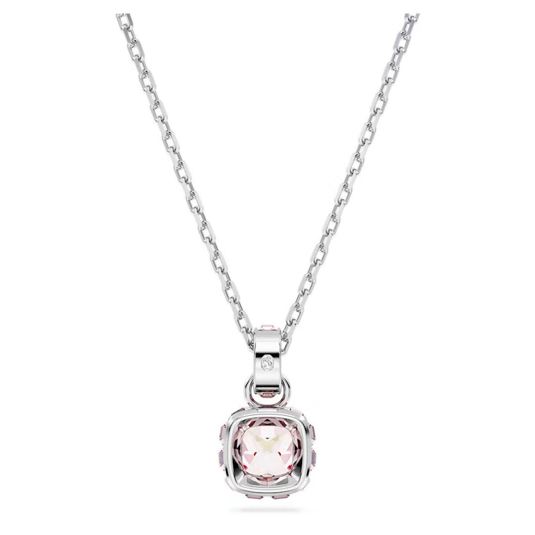 Birthstone Rhodium Plated Pink Square Cut June Pendant 5652044Swarovski5652044