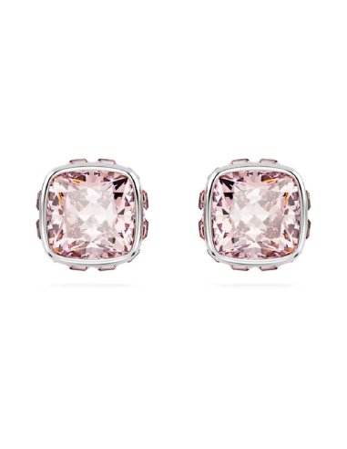 Birthstone Rhodium Plated Pink Square Cut June Stud Earrings 5660799Swarovski5660799