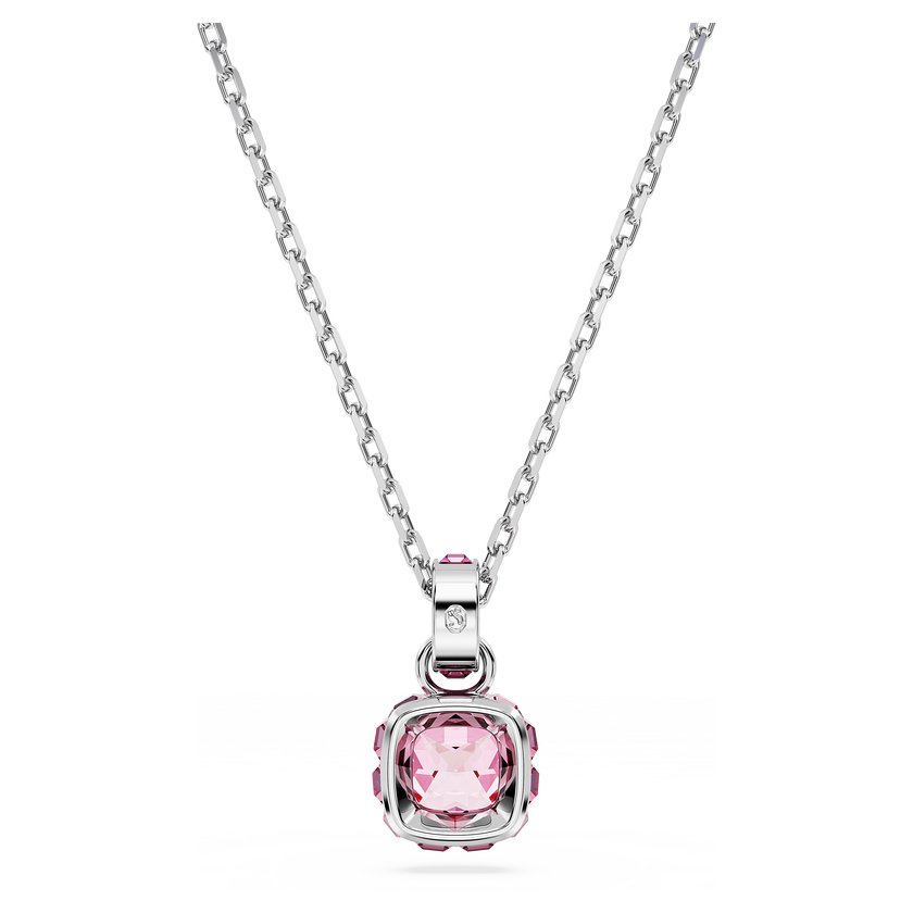 Birthstone Rhodium Plated Pink Square Cut October Pendant 5651791Swarovski5651791