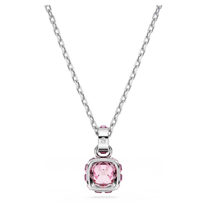 Birthstone Rhodium Plated Pink Square Cut October Pendant 5651791Swarovski5651791