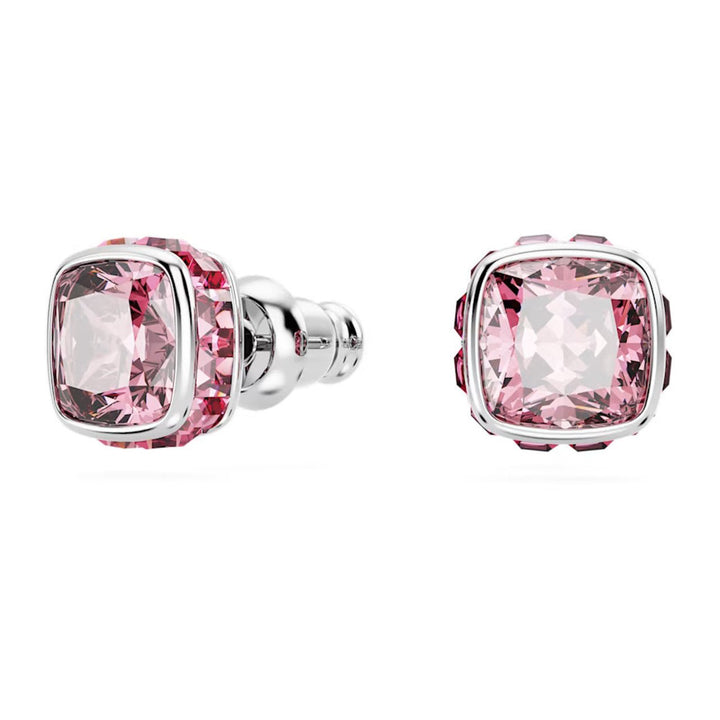 Birthstone Rhodium Plated Pink Square Cut October Stud Earrings 5661960Swarovski5661960