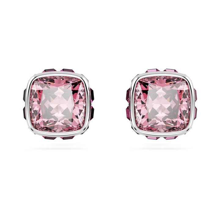 Birthstone Rhodium Plated Pink Square Cut October Stud Earrings 5661960Swarovski5661960