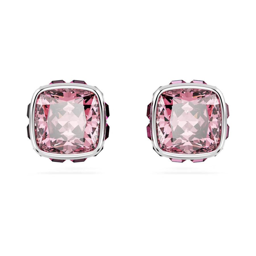 Birthstone Rhodium Plated Pink Square Cut October Stud Earrings 5661960Swarovski5661960