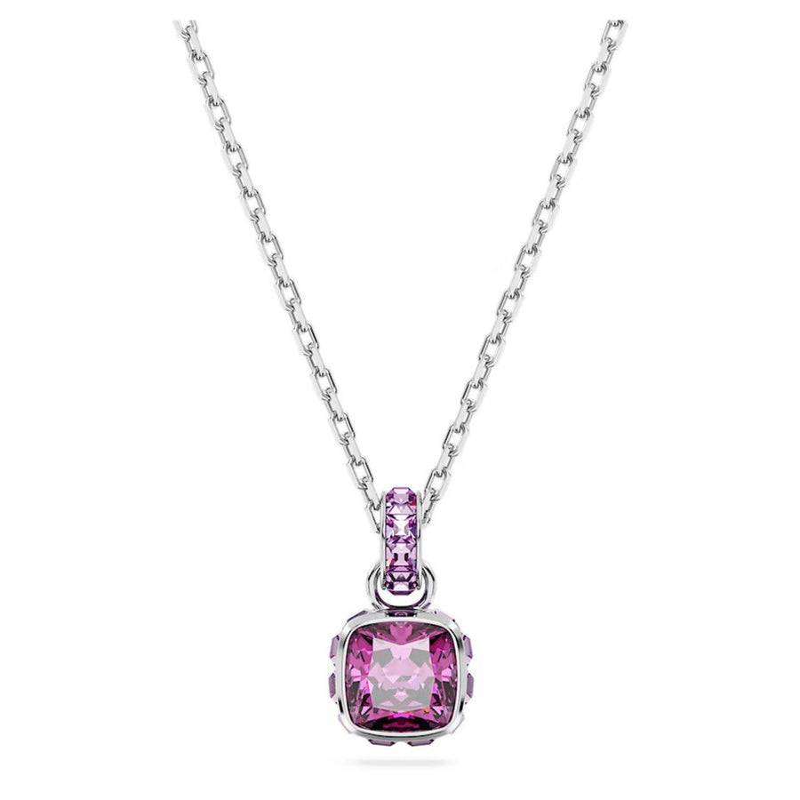 Birthstone Rhodium Plated Purple Square Cut February Pendant 5651708Swarovski5651708