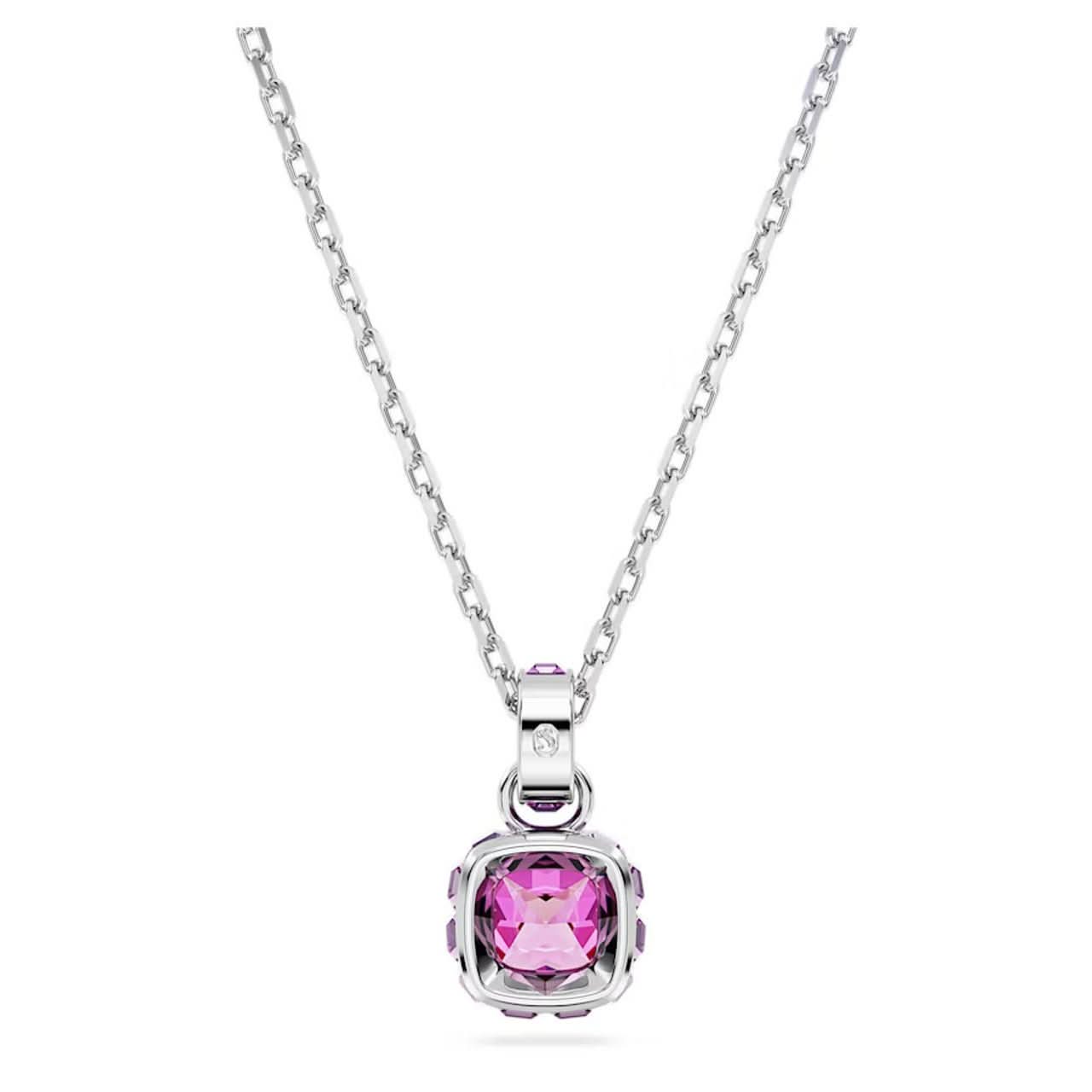 Birthstone Rhodium Plated Purple Square Cut February Pendant 5651708Swarovski5651708