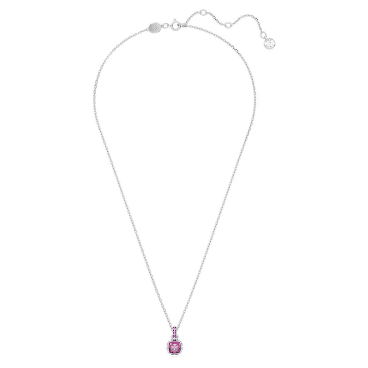 Birthstone Rhodium Plated Purple Square Cut February Pendant 5651708Swarovski5651708