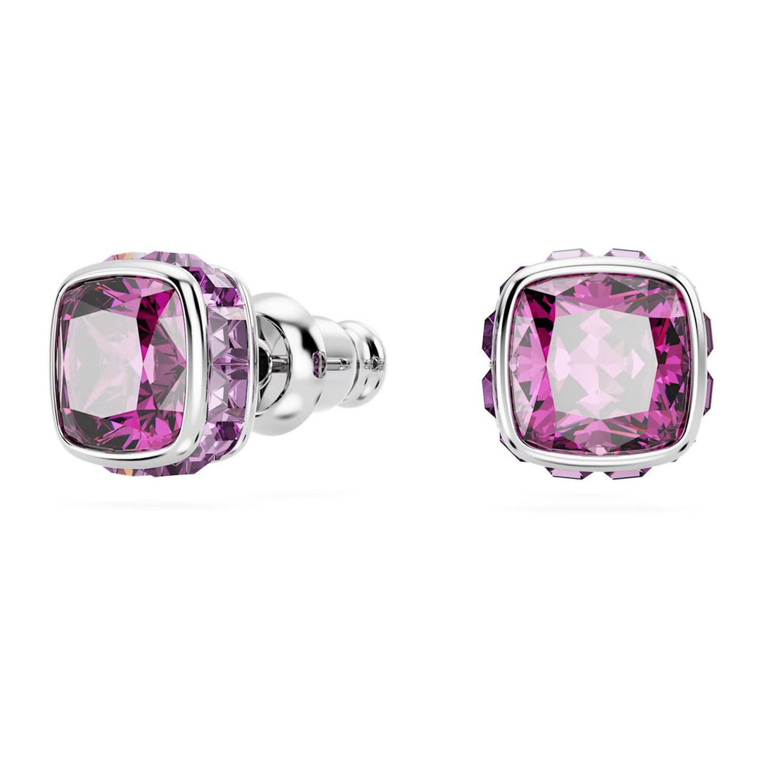 Birthstone Rhodium Plated Purple Square Cut February Stud Earrings 5660797Swarovski5660797