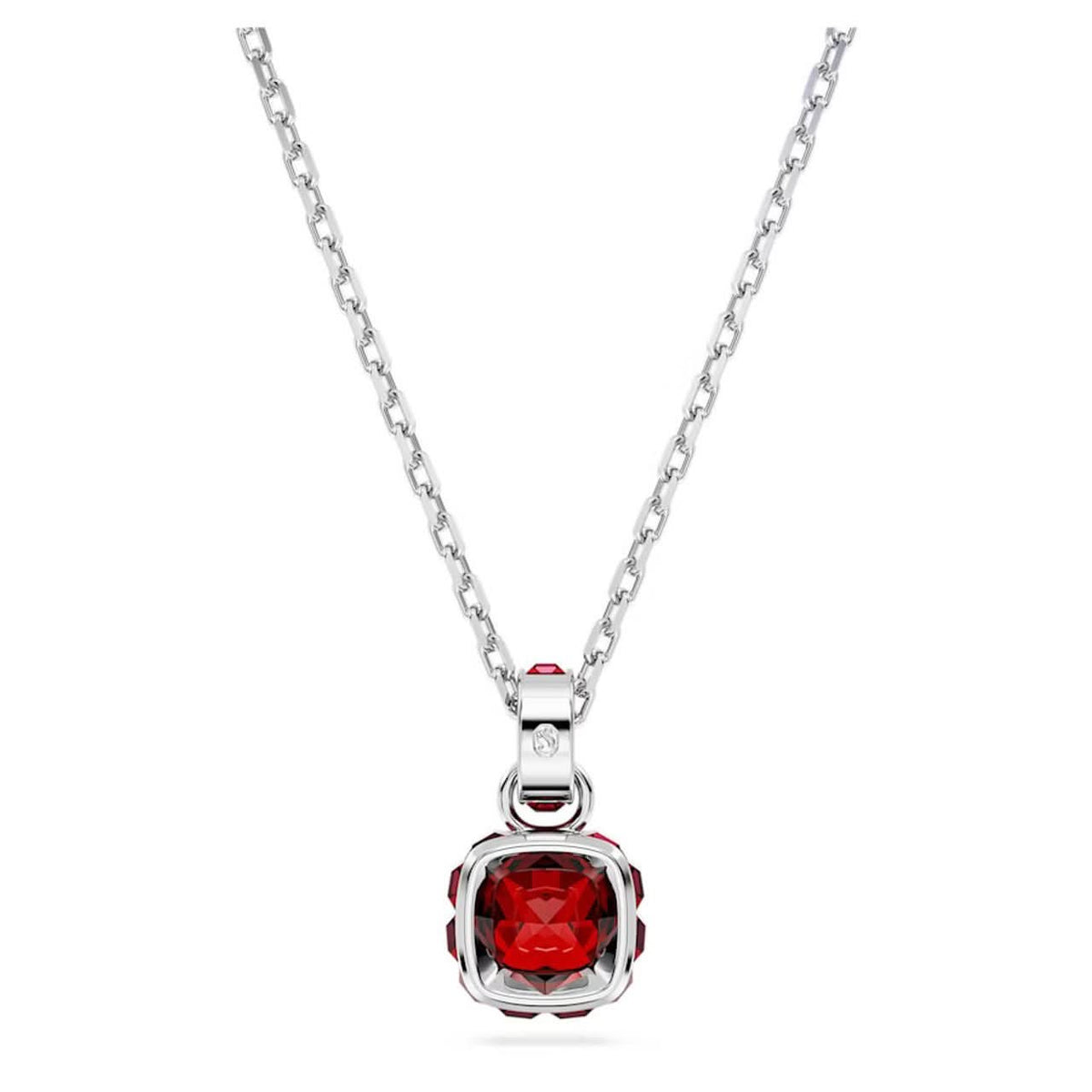 Birthstone Rhodium Plated Red Square Cut January Pendant 5651709Swarovski5651709