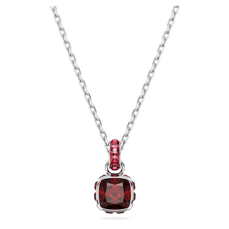 Birthstone Rhodium Plated Red Square Cut January Pendant 5651709Swarovski5651709