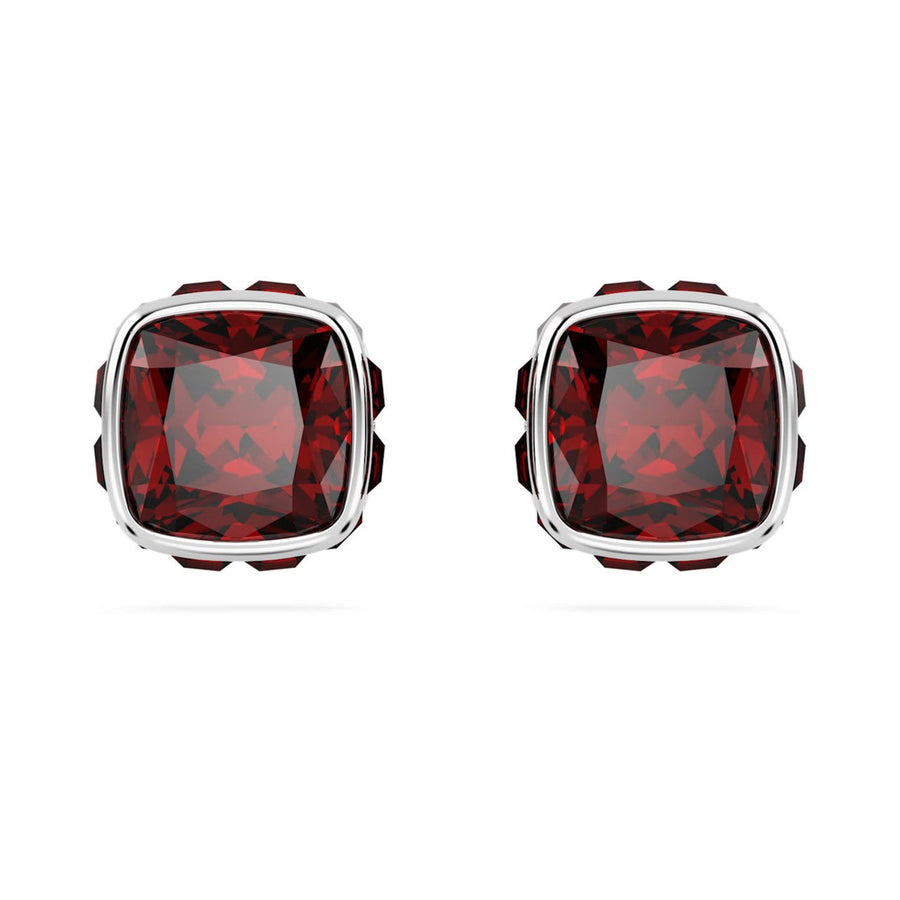 Birthstone Rhodium Plated Red Square Cut January Stud Earrings 5660798Swarovski5660798