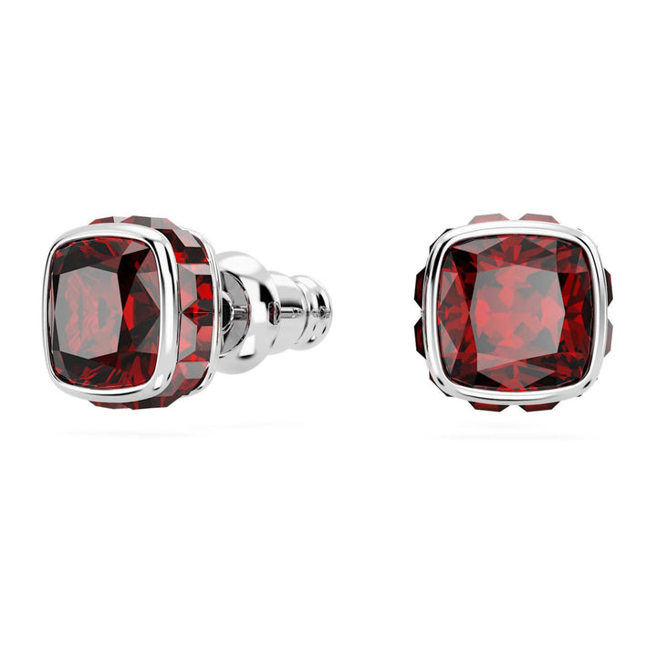 Birthstone Rhodium Plated Red Square Cut January Stud Earrings 5660798Swarovski5660798