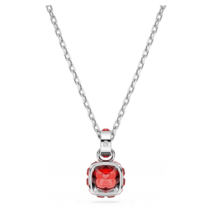 Birthstone Rhodium Plated Red Square Cut July Pendant 5652043Swarovski5652043