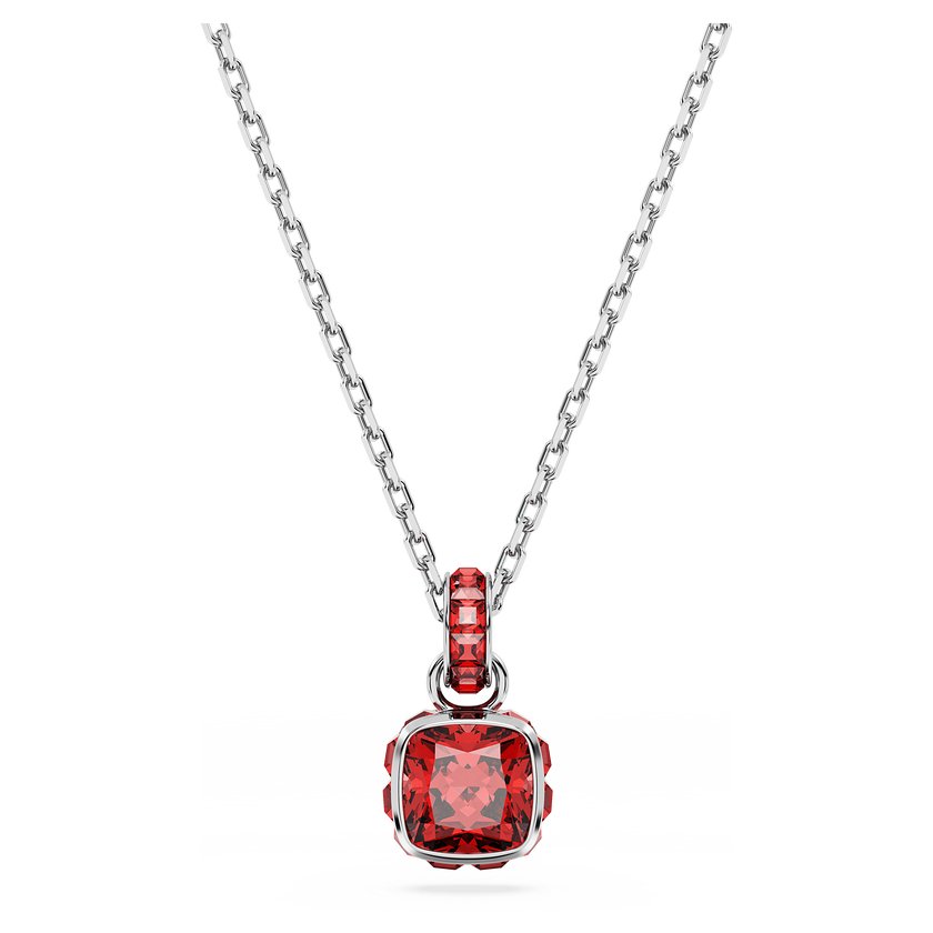 Birthstone Rhodium Plated Red Square Cut July Pendant 5652043Swarovski5652043