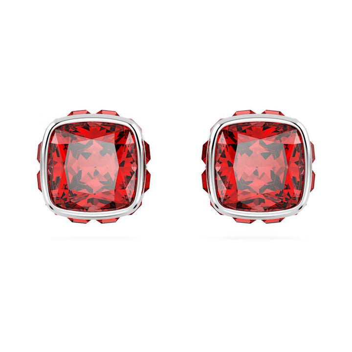 Birthstone Rhodium Plated Red Square Cut July Stud Earrings 5661959Swarovski5661959