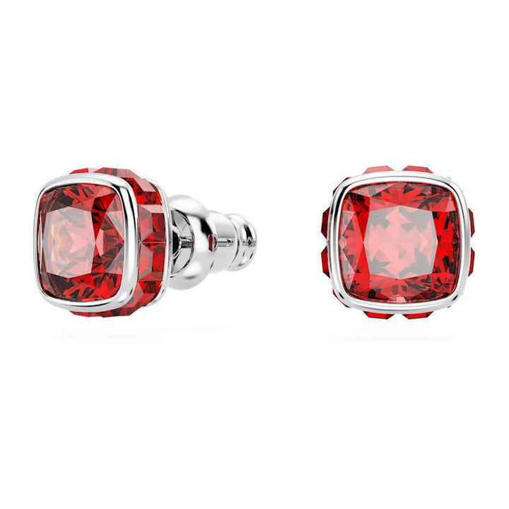 Birthstone Rhodium Plated Red Square Cut July Stud Earrings 5661959Swarovski5661959