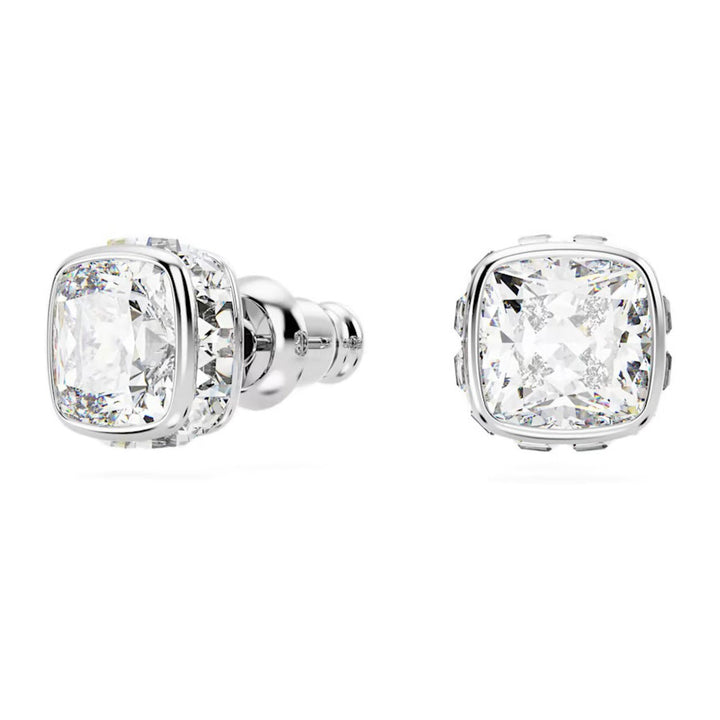 Birthstone Rhodium Plated White Square Cut April Stud Earrings 5661957Swarovski5661957