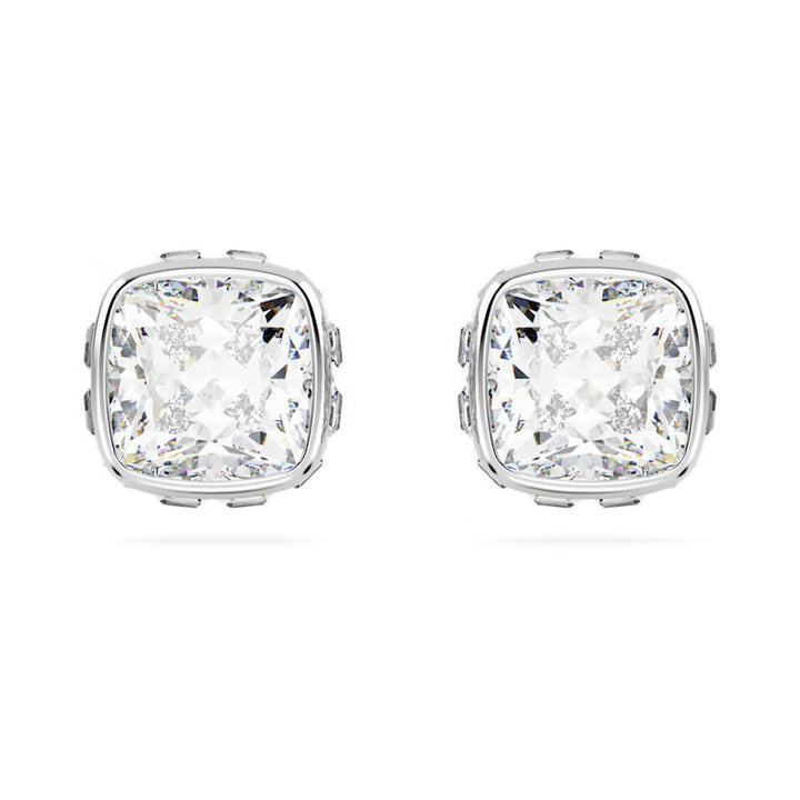 Birthstone Rhodium Plated White Square Cut April Stud Earrings 5661957Swarovski5661957