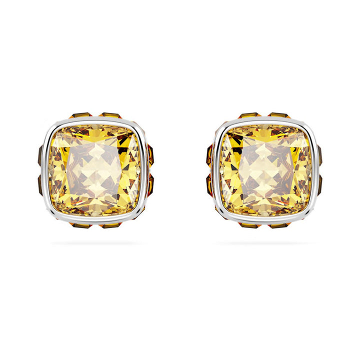 Birthstone Rhodium Plated Yellow Square Cut November Stud Earrings 5660802Swarovski5660802