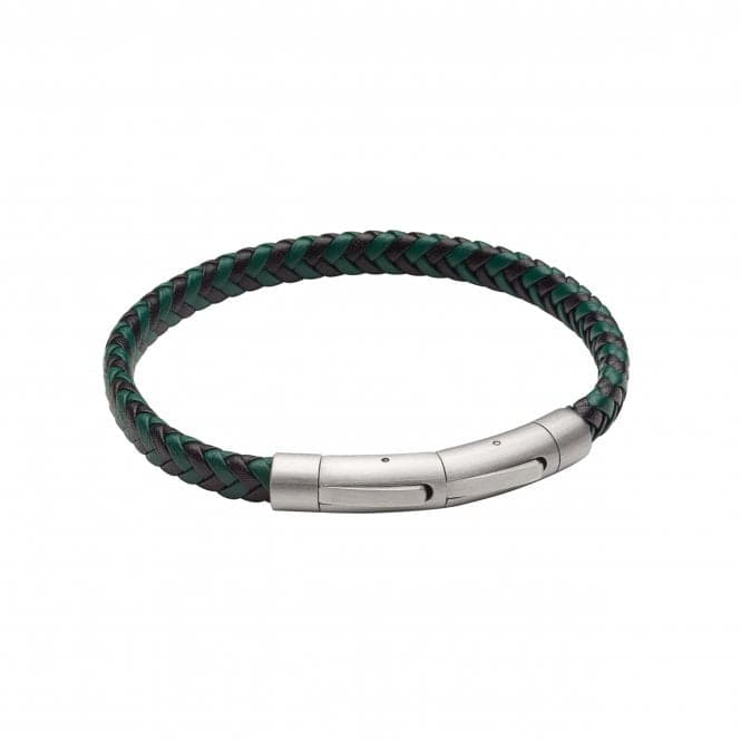 Black Forest Green Plated Recycled Leather Bracelet Steel Clasp Bracelet B5375Fred BennettB5375