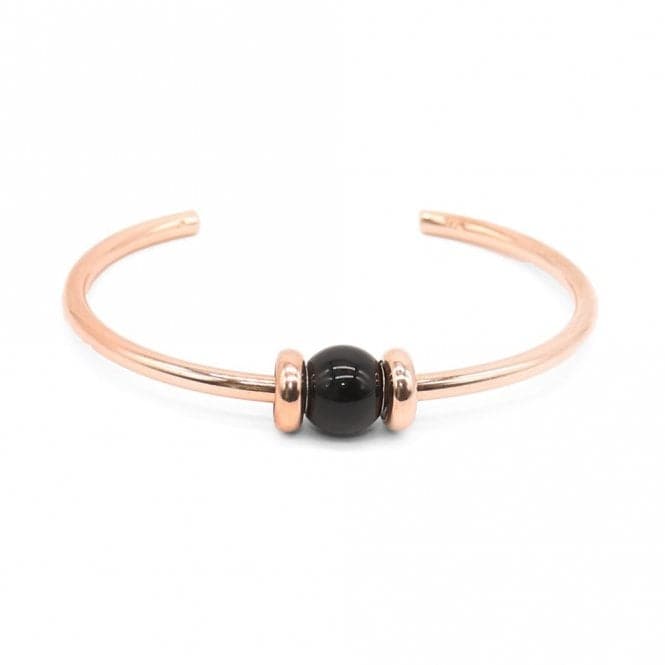 Black Onyx Copper BangleTrollbeadsTZZUK - 00992 Size XXS