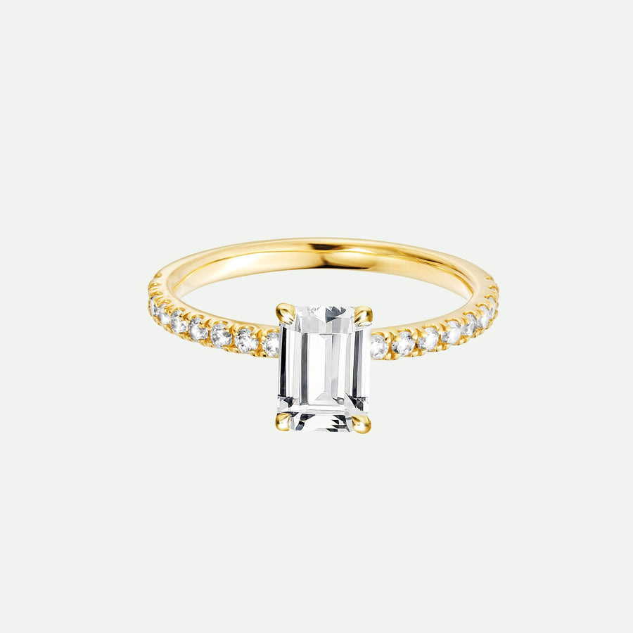 Blake | 18ct Yellow Gold | 1ct (tw) Emerald Cut Hidden Halo Lab Grown Diamond RingCreated BrillianceBA0073133 - O