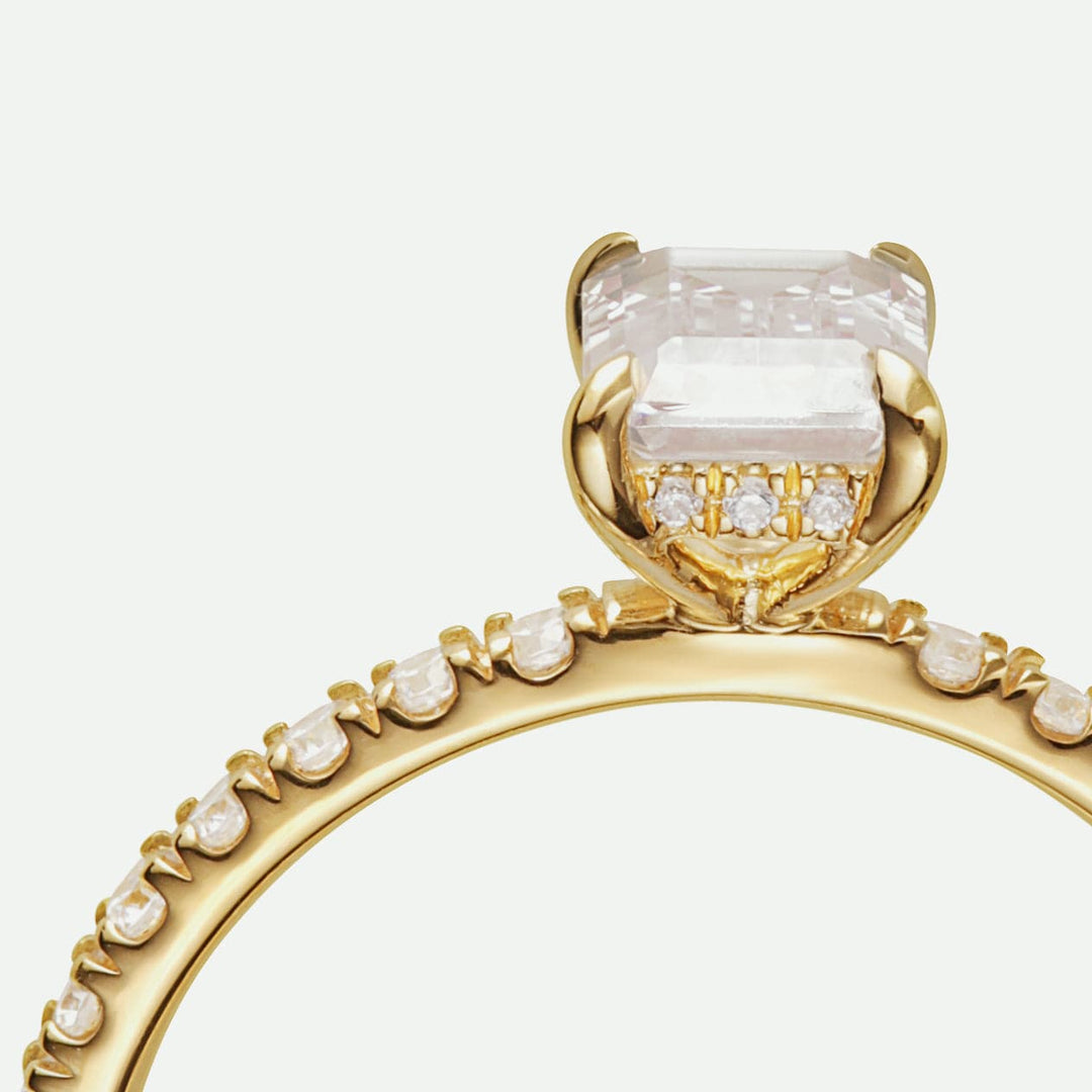 Blake | 18ct Yellow Gold | 1ct (tw) Emerald Cut Hidden Halo Lab Grown Diamond RingCreated BrillianceBA0073133 - O