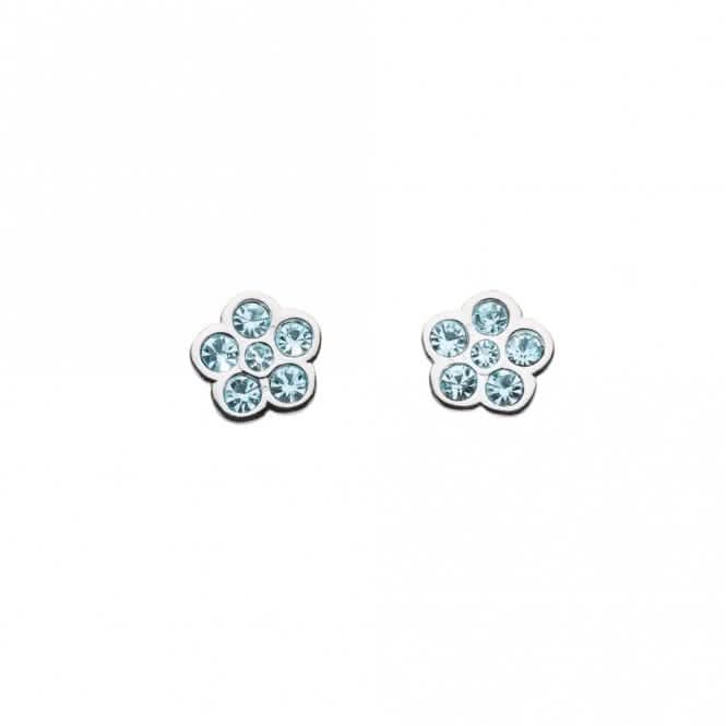 Blue Aqua Crystal Flower Stud Earrings 3245BCRDew3245BCR