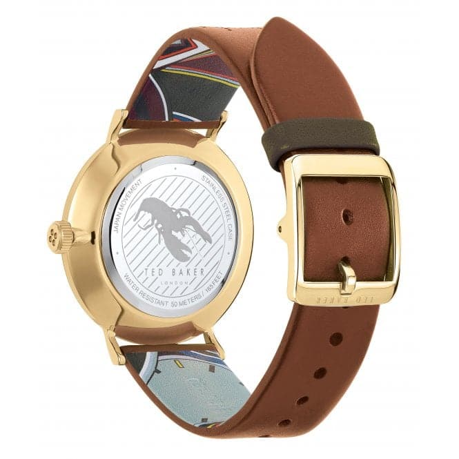 Blue Dial Brown T Pattern Perforated Leather Gents Watch BKPMMF911Ted Baker WatchesBKPMMF911UO