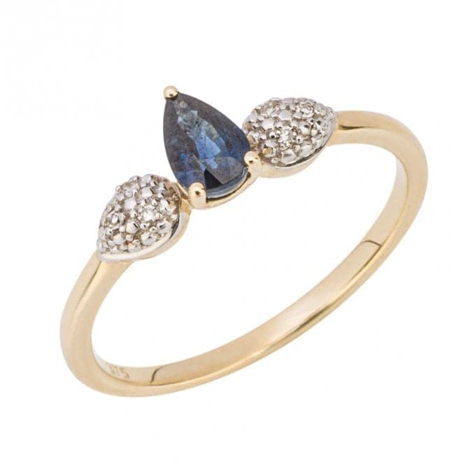 Blue Sapphire and Diamond in Yellow Gold Droplet Ring GR604LElements GoldGR604L 52