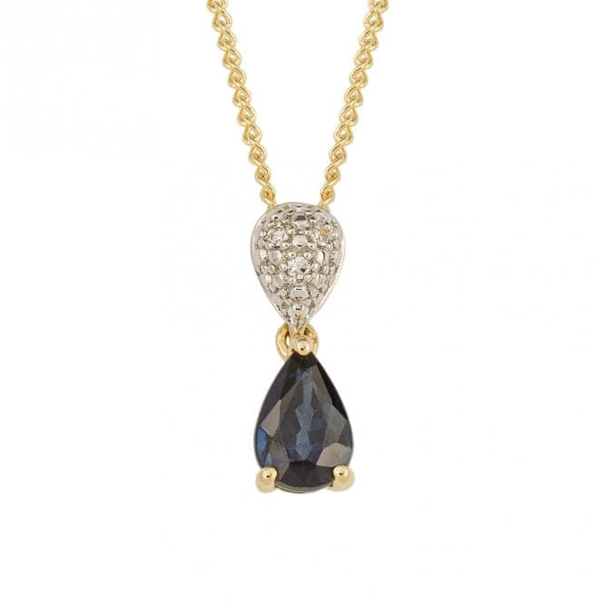 Blue Sapphire and Diamond Yellow Gold Droplet Pendant GP2304LElements GoldGP2304L