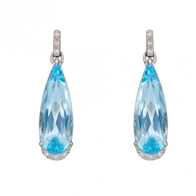 Blue Topaz Teardrop White Gold with Diamonds Earrings GE2385TElements GoldGE2385T