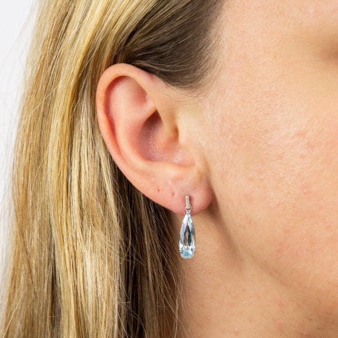 Blue Topaz Teardrop White Gold with Diamonds Earrings GE2385TElements GoldGE2385T