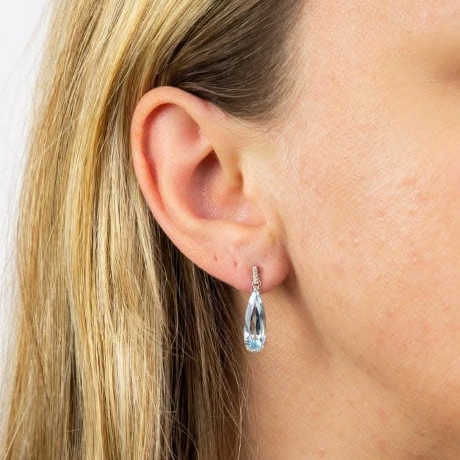 Blue Topaz Teardrop White Gold with Diamonds Earrings GE2385TElements GoldGE2385T