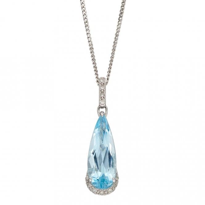 Blue Topaz Teardrop White Gold with Diamonds Pendant GP2277TElements GoldGP2277T