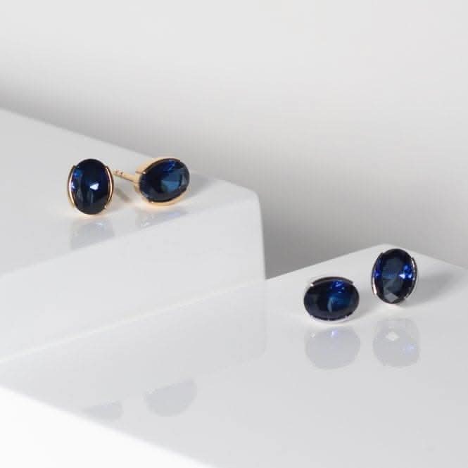 Blue Zirconia Ellisse Carezza Earrings SJ-E2350-BLCZ-YG