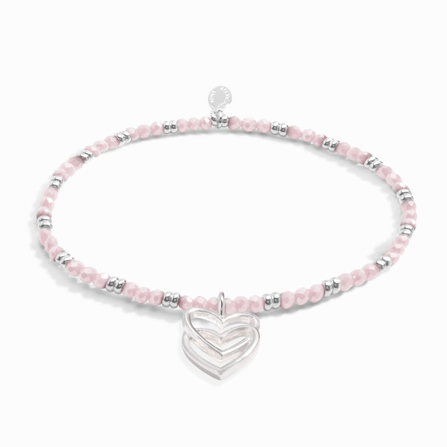 Boho Beads Double Heart Pink Silver Plated Bracelet 7778Joma Jewellery7778