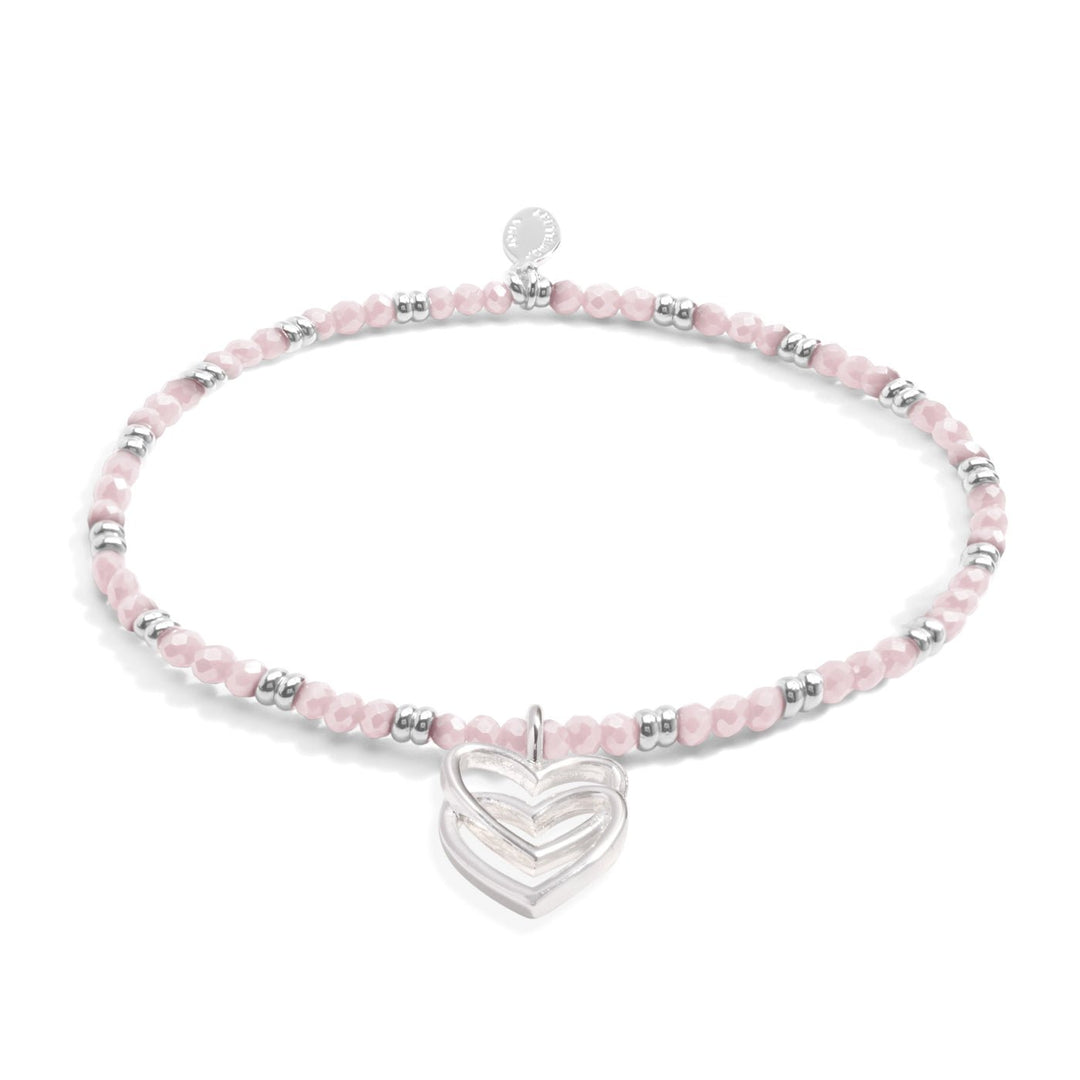 Boho Beads Double Heart Pink Silver Plated Bracelet 7778Joma Jewellery7778