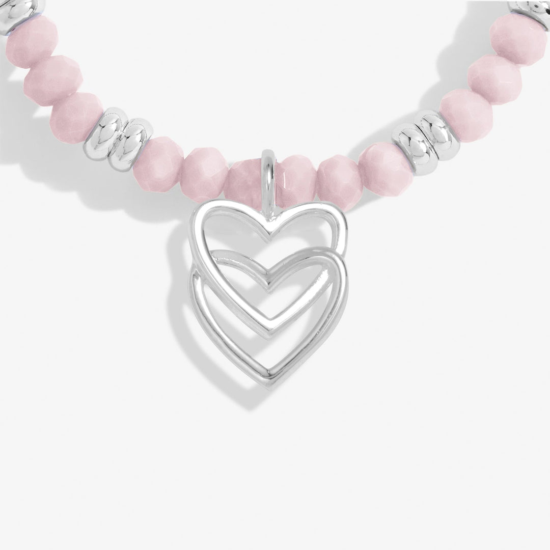 Boho Beads Double Heart Pink Silver Plated Bracelet 7778Joma Jewellery7778