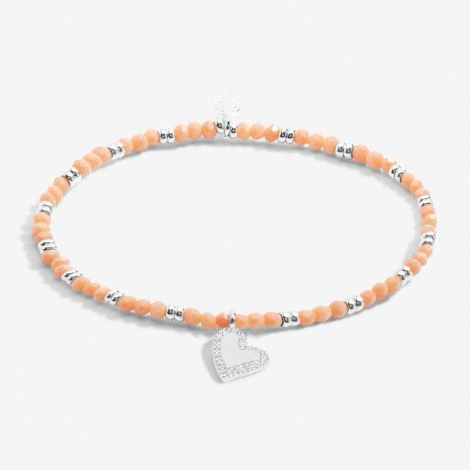 Boho Beads Heart Orange & Silver 17.5cm Stretch Bracelet 6809Joma Jewellery6809
