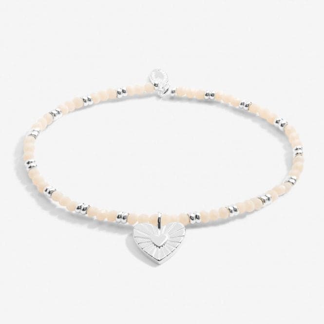 Boho Beads Heart White & Silver 17.5cm Stretch Bracelet 6814Joma Jewellery6814