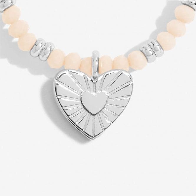 Boho Beads Heart White & Silver 17.5cm Stretch Bracelet 6814Joma Jewellery6814
