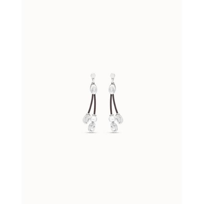 Bond White Leather Pearl Shell EarringsUNOde50PEN0888BPLMTL0U