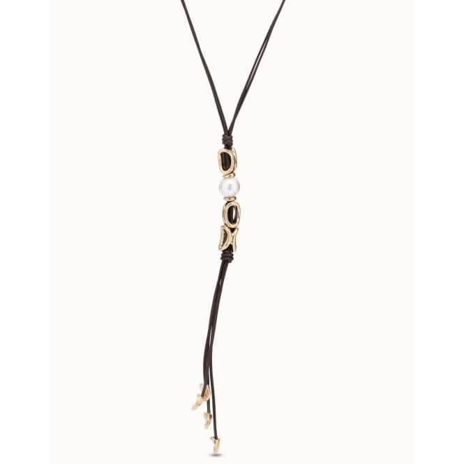 Bond White Leather Pearl Shell NecklaceUNOde50COL1810MARORO0U
