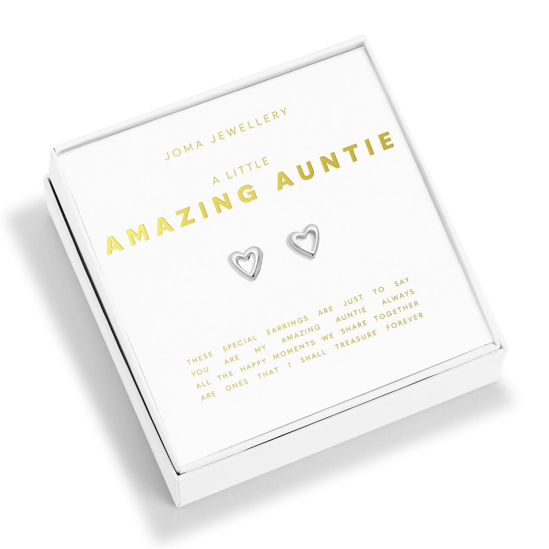 Boxed A Little Amazing Auntie Silver Plated Earrings 7655Joma Jewellery7655