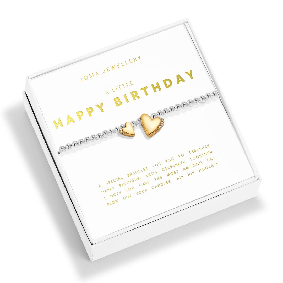 Boxed A Little Happy Birthday Silver Gold Plated Bracelet 7615Joma Jewellery7615