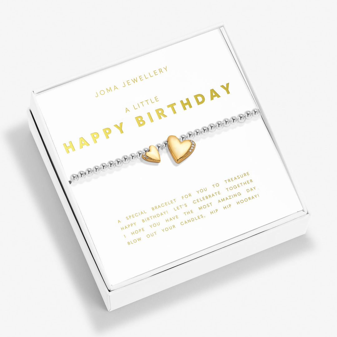 Boxed A Little Happy Birthday Silver Gold Plated Bracelet 7615Joma Jewellery7615