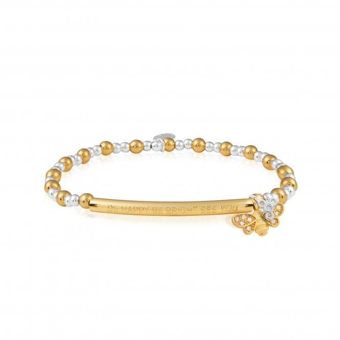 Bracelet Bar Be Happy Be Bright Bee You Silver Gold Bracelet 4784Joma Jewellery4784