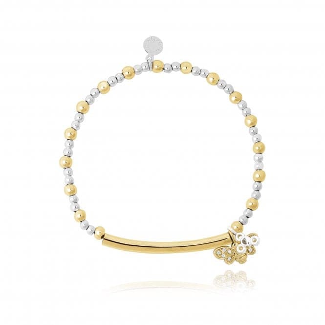 Bracelet Bar Be Happy Be Bright Bee You Silver Gold Bracelet 4784Joma Jewellery4784