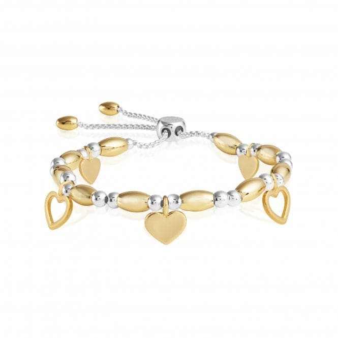 Bracelet Bar Hearts Silver Gold 24.5cm Adjustable Bracelet 4426Joma Jewellery4426